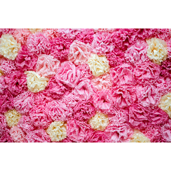 Ebern Designs Abstract Background Of Red And Yellow Paper Flowers by